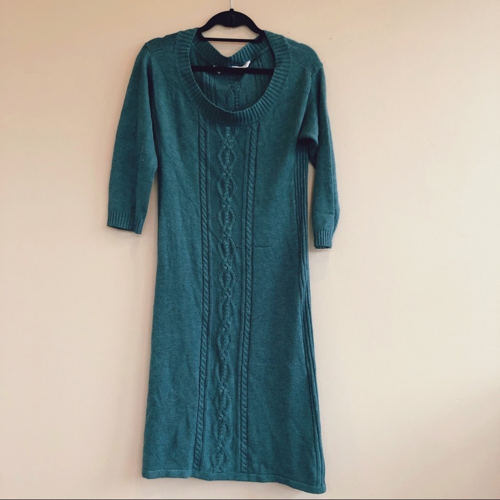 • Athleta • Cable Knit Blue Sweater Dress Large